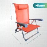Spiaggina arancione reclinabile 55x46x80 cm Sedia pieghevole da spiaggia arancione con misure indicate di 55 cm, 46 cm e 80 cm di altezza