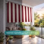 Tenda da sole a caduta a righe bordeaux rigata per balcone resistente agli agenti esterni