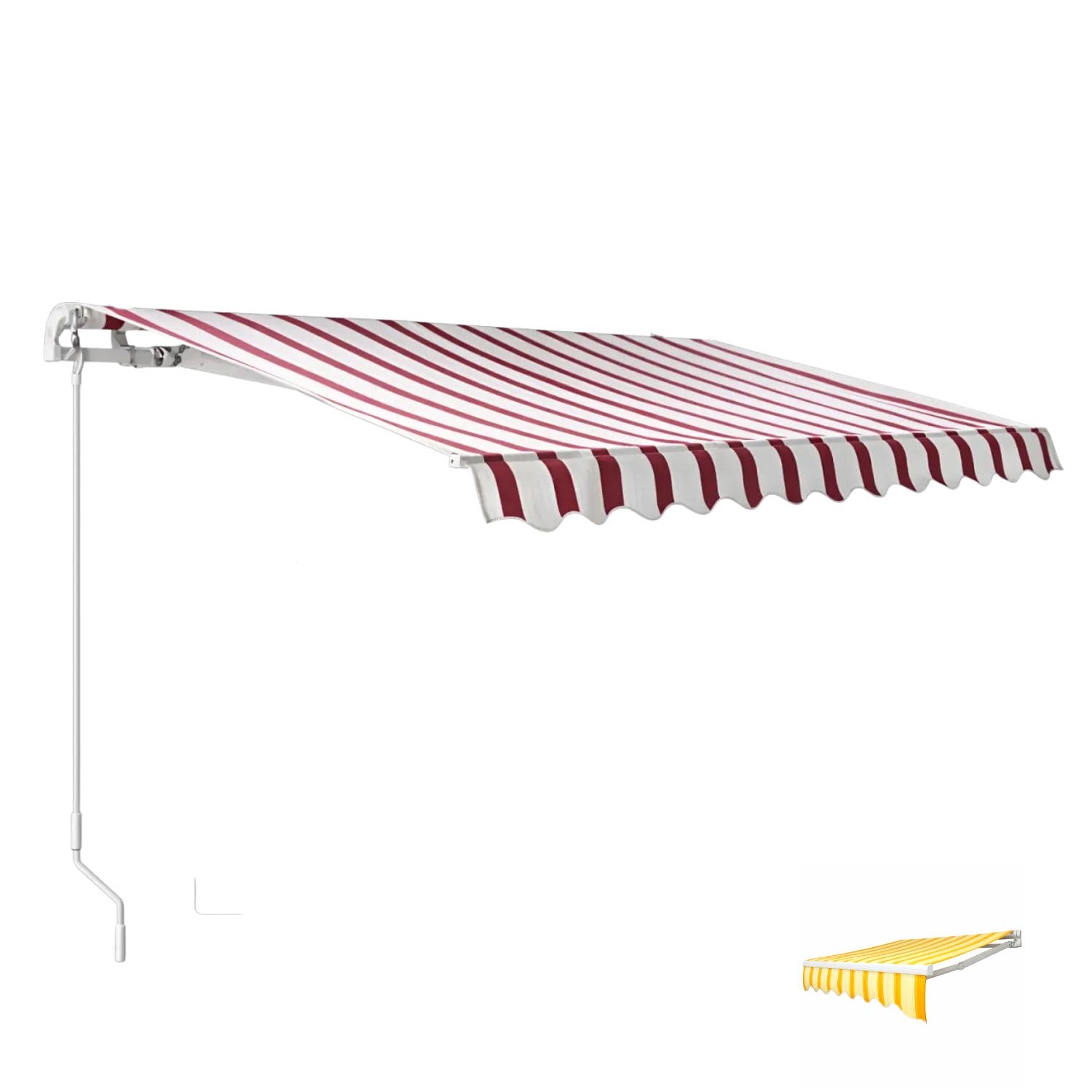 Tenda da sole Sangiorgio a barra quadra 400x300 cm, tessuto rigato bianco e rosso con braccia estensibili per balcone e terrazzo.