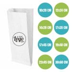 Sacchetti carta kraft bianca personalizzati con logo per bar e take away con cornetto
