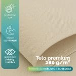 Dettaglio telo premium beige 280 g/m² resistente ai raggi UV e agli strappi per tenda da sole