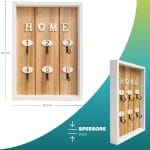Portachiavi da parete bianco e legno con 6 ganci numerati, organizer chiavi HOME