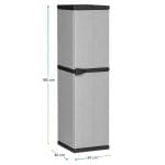 Armadio alto in plastica 1 anta con 4 ripiani, mobile contenitore 165x40x34 cm