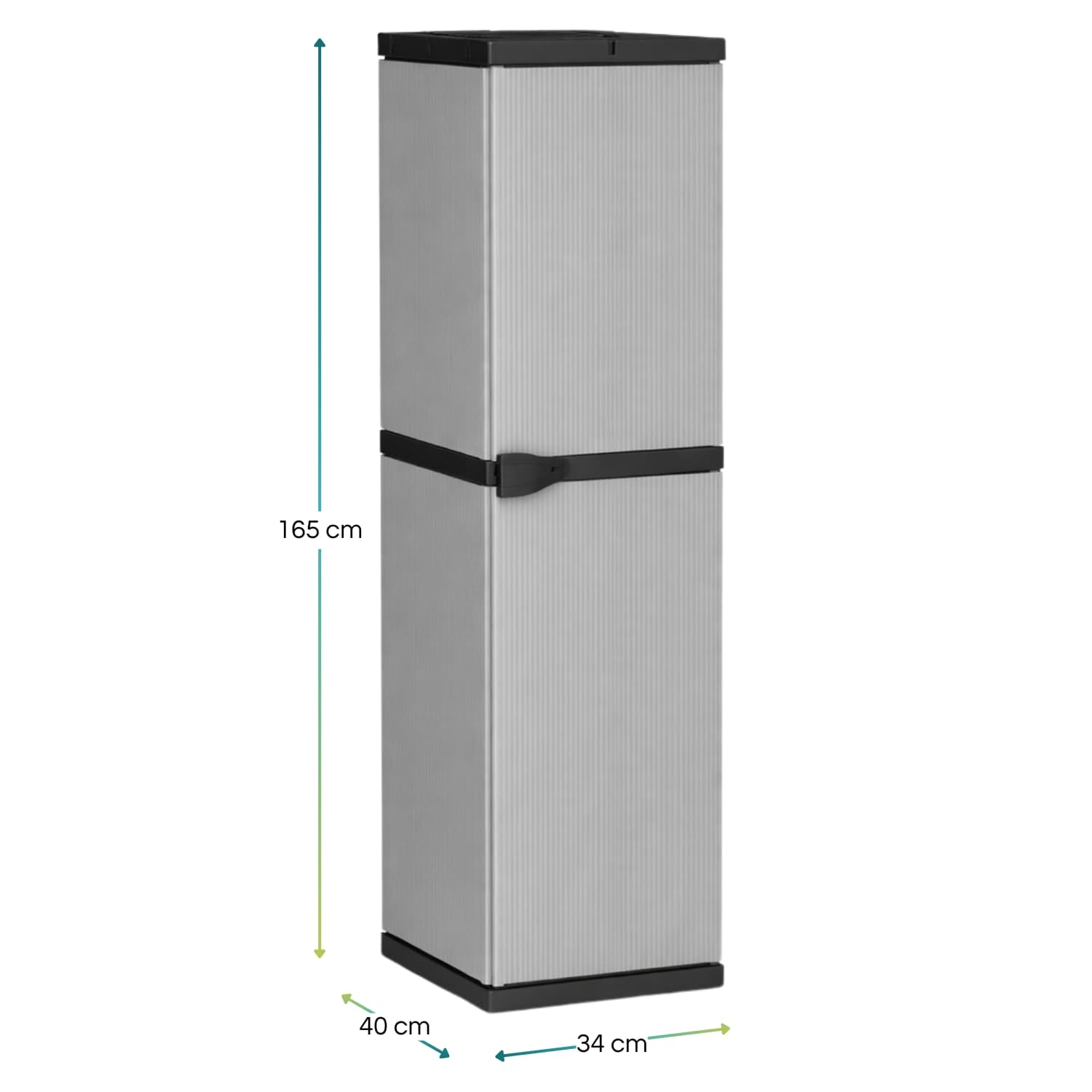Armadio alto in plastica 1 anta con 4 ripiani, mobile contenitore 165x40x34 cm