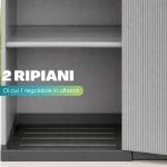 Armadio basso in plastica con 2 ripiani di cui uno regolabile, mobile multiuso