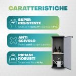 Armadio in resina resistente con ripiani robusti e piedini antiscivolo, mobile multiuso