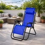 Sdraio Zero Gravity blu reclinabile per relax in giardino terrazzo e bordo piscina