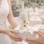 Bomboniera cavalluccio marino ceramica con cuore oro, idea bomboniera matrimonio, comunione e battesimo