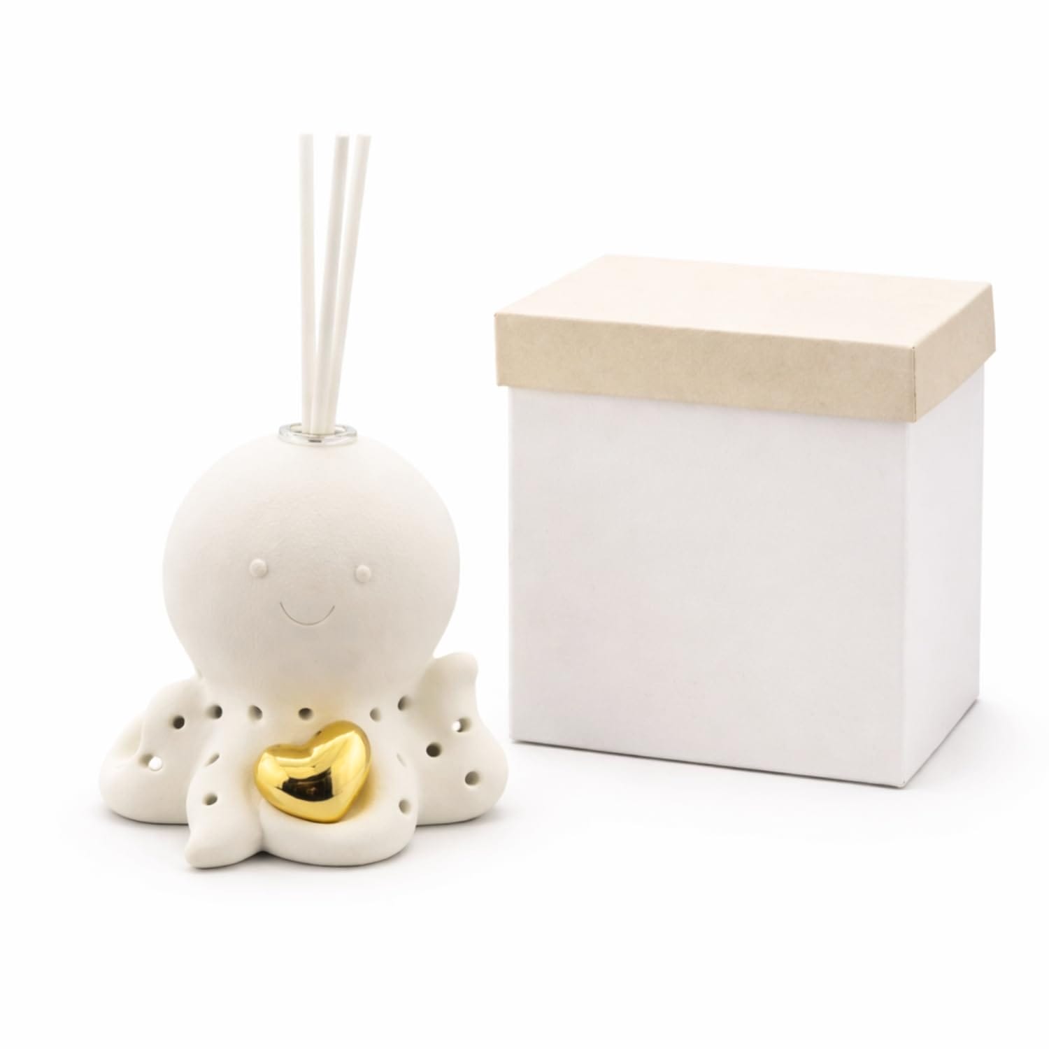 Bomboniera forma polipo con profumatore e scatola, bomboniera elegante ceramica