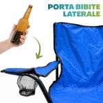 Sedia pieghevole da campeggio con struttura in acciaio e portabicchiere laterale caratteristiche
