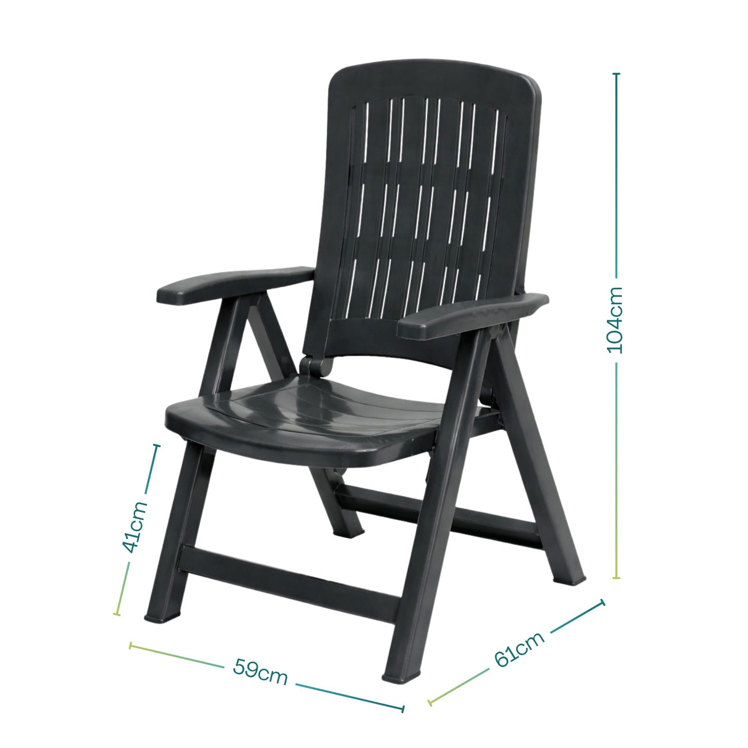 sdraio piccola in plastica verde misure Poltrona da esterno in plastica rigida da 59x61x104 cm