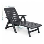 sdraio antracite misure Lettino prendisole con dimensioni: lunghezza 186 cm, larghezza 72 cm, altezza 96 cm.