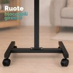 tavolo per computer con ruote rote Tavolino porta pc con ruote bloccabili e piano regolabile ideale per smart working