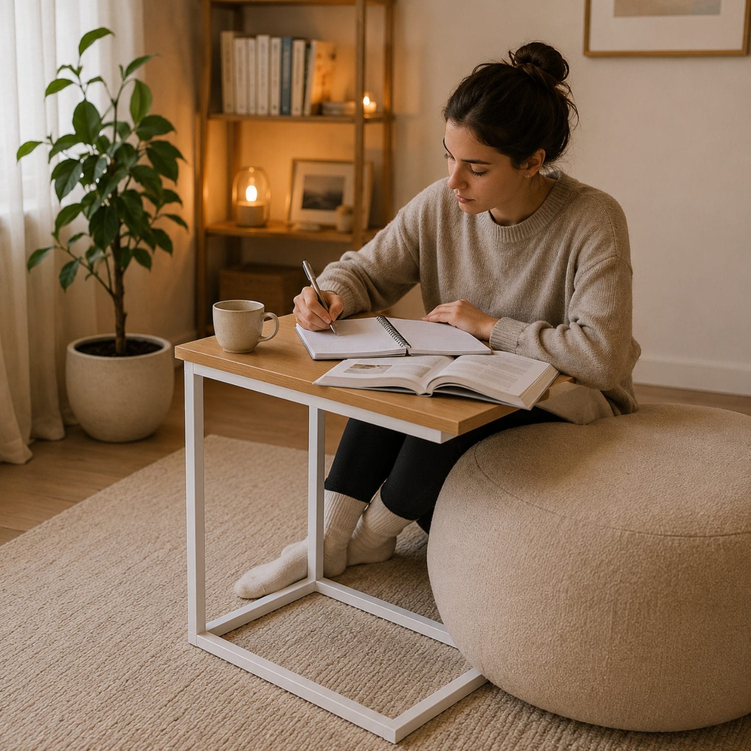 Tavolino multifunzione per laptop e studio Tavolino a C ergonomico utilizzato per studio e smart working dal divano