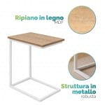 Dettagli materiali tavolino laterale Tavolino laterale con ripiano in MDF effetto legno e struttura in metallo robusta