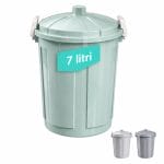 Bidone raccolta differenziata verde 7 litri con coperchio a clip