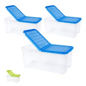 Set 3 Contenitori plastica trasparente con coperchio 57x39x25,7 cm