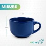 Tazza blu 450 ml con dimensioni 11 x 7 cm Tazza da latte blu scuro in porcellana da 450 ml, alta 7 cm e con diametro superiore di 11 cm