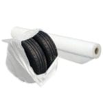 Sacchi copripneumatici in plastica trasparente con rotolo e pneumatici