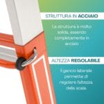 Scala telescopica Gierre in acciaio con gancio laterale per altezza regolabile