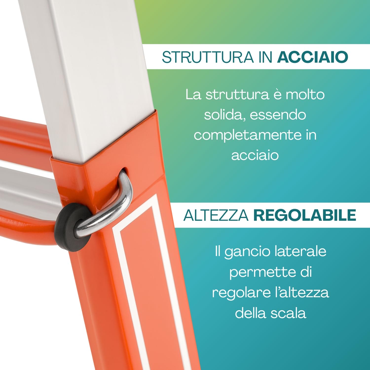 Scala telescopica Gierre in acciaio con gancio laterale per altezza regolabile