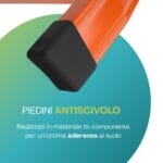 Piedino antiscivolo in gomma nera su base arancione della scala telescopica