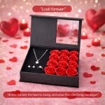 scatola portagioielli frase Cofanetto portagioielli con frase romantica e rose rosse decorative