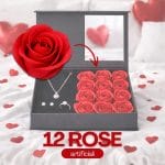 scatola portagioielli rose Dettaglio rose rosse artificiali incluse nella scatola regalo