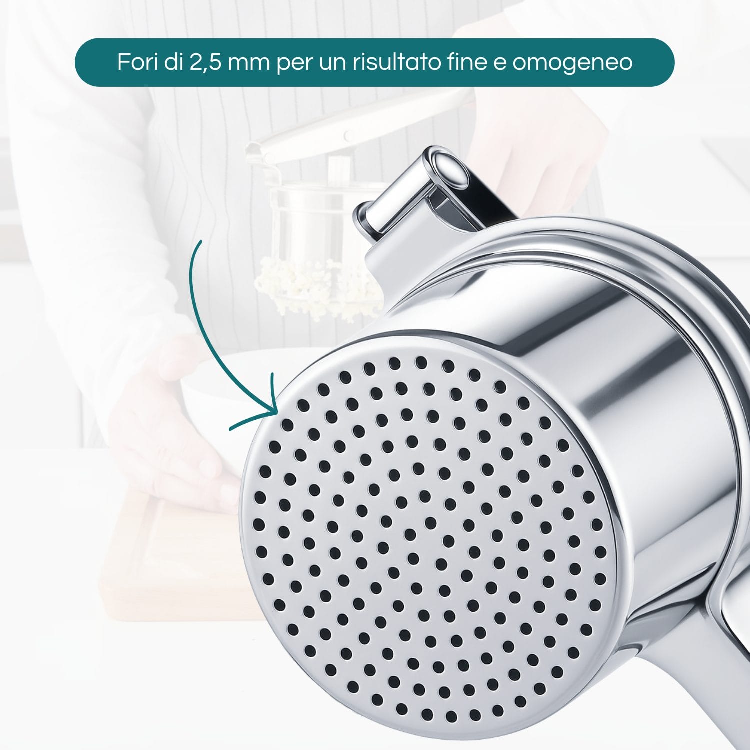 Schiacciapatate in acciaio inox 18-10 resistente antiruggine e antigraffio