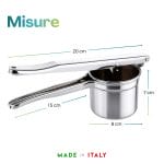 schiacciapatate misure Schiacciapatate inox in uso per preparare purè fresco in cucina