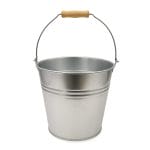 secchio zincato con manico principale Secchio in metallo zincato da 12 litri con manico in legno robusto