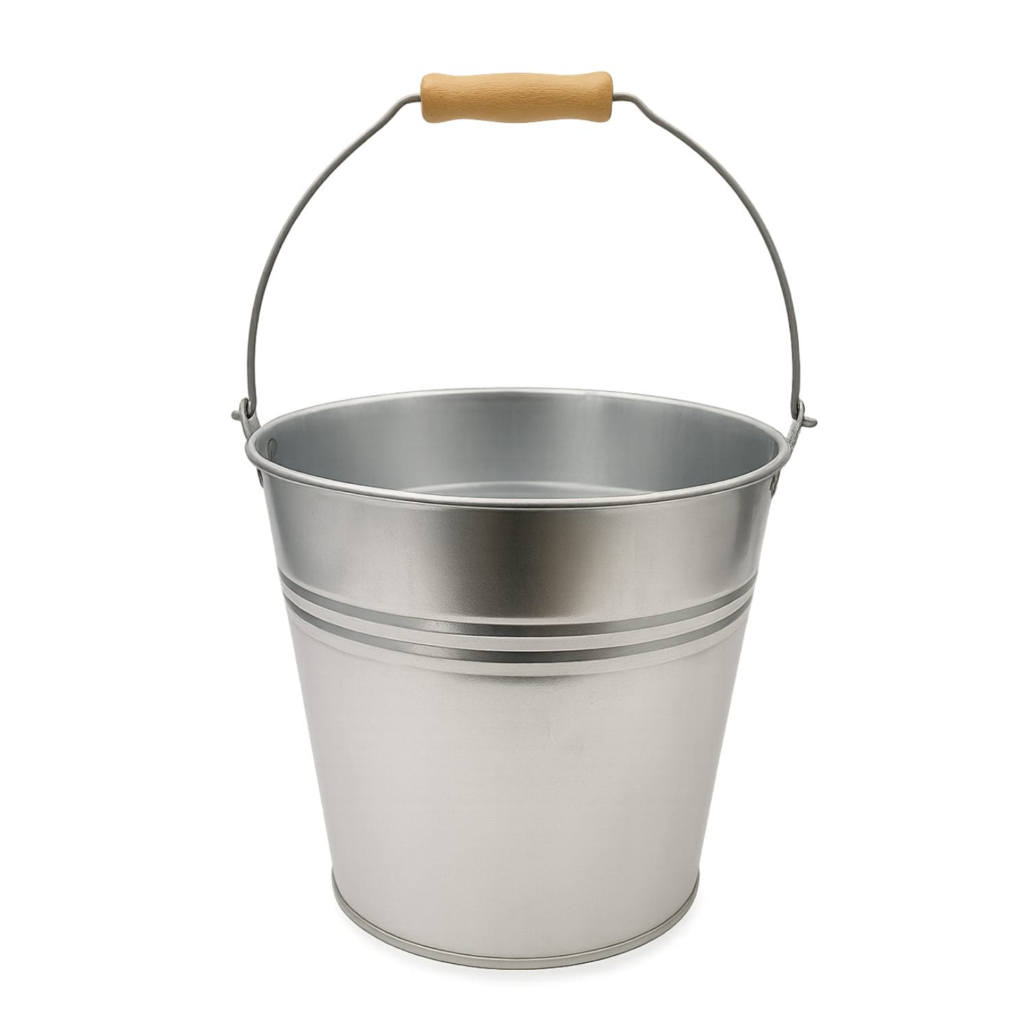 Secchio in metallo zincato da 12 litri con manico in legno robusto