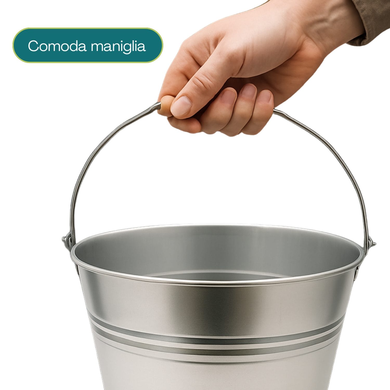 Manico in legno ergonomico del secchio zincato per trasporto comodo