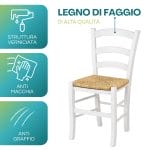 sedia paesana caratteristiche (5) Sedia in legno di faggio bianca con seduta in paglia verniciata anti macchia