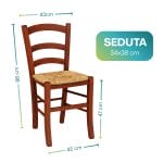 sedia paesana misure Sedia paesana in legno noce con seduta in paglia dimensioni 86x43x42 cm