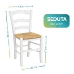 sedia paesana bianca misure Sedia paesana in legno bianco con seduta in paglia dimensioni 86x43x42 cm