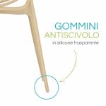 Gommini antiscivolo in silicone trasparente su sedia Twist tortora per maggiore stabilità