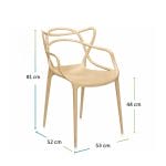 Dimensioni sedia Twist tortora 81x53x52 cm con altezza seduta 44 cm