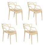 Set 4 sedie Twist tortora impilabili in polipropilene per cucina e giardino