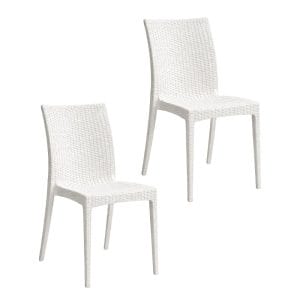 Sedie effetto Rattan Bianche senza braccioli