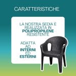 Sedia rattan in polipropilene per interni ed esterni
