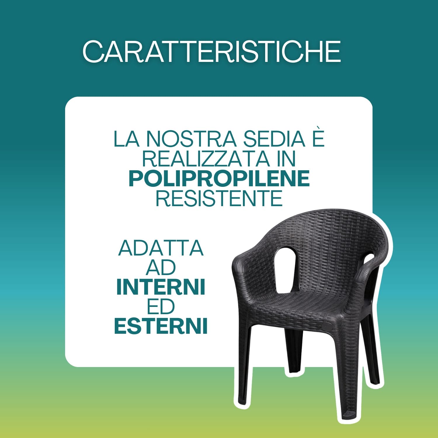 Sedia rattan in polipropilene per interni ed esterni