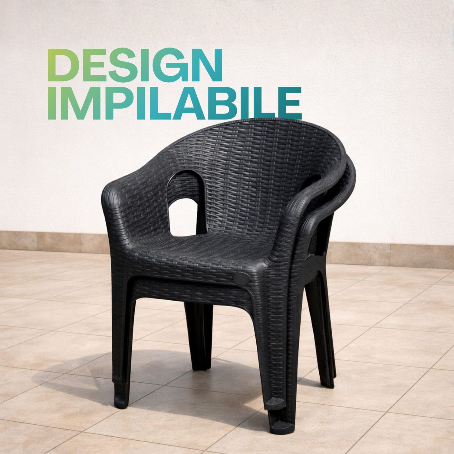 Sedia rattan impilabile colore antracite