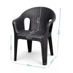 Sedia rattan antracite con dimensioni 56x47x81 cm