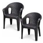 Coppia sedie rattan antracite impilabili 2 pezzi