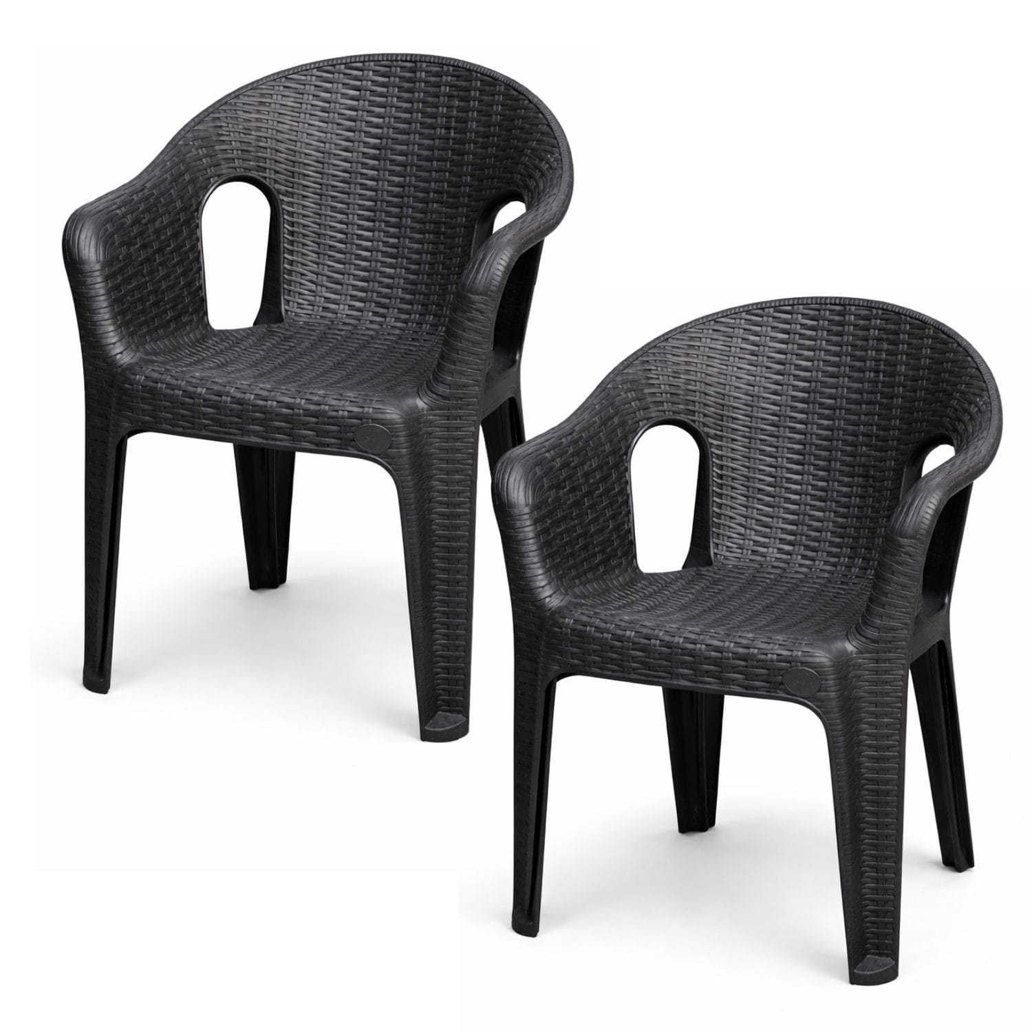 Coppia sedie rattan antracite impilabili 2 pezzi