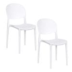Set 2 Sedie in plastica bianca con schienale ovale design moderno per casa e giardino