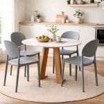 sedie ovali grigio Sedie grigie moderne per cucina e sala da pranzo in plastica resistente design ergonomico