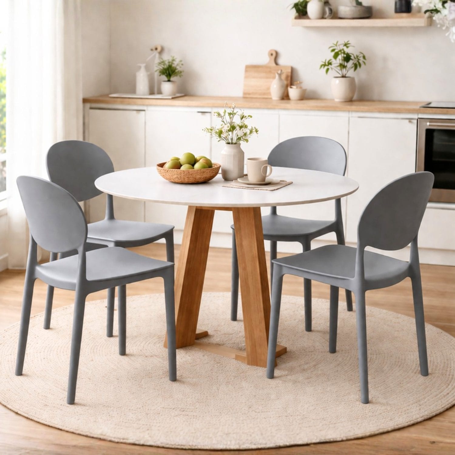 sedie ovali grigio Sedie grigie moderne per cucina e sala da pranzo in plastica resistente design ergonomico