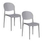 sedie ovali grigio Set 2 sedie grigie impilabili moderne per cucina soggiorno giardino e balcone
